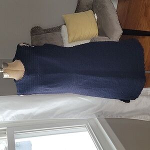 Brooks Brothers Navy Textured Sleeveless A-Line Dress